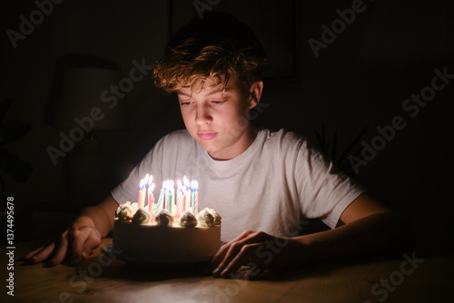Birthday Wishes in Candlelight Illuminate a Cake Celebration photo