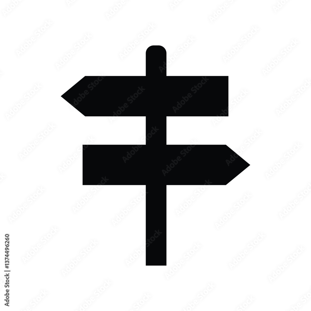 Obraz premium Simple black silhouette of a double-sided directional sign