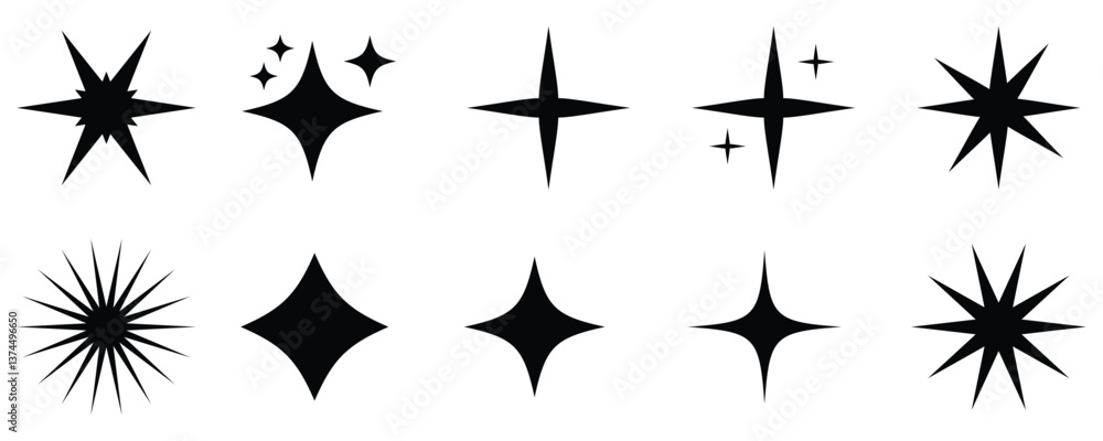 Collection of Sparkling Star Icons for Design Collection of Sparkling Star Icons for Design