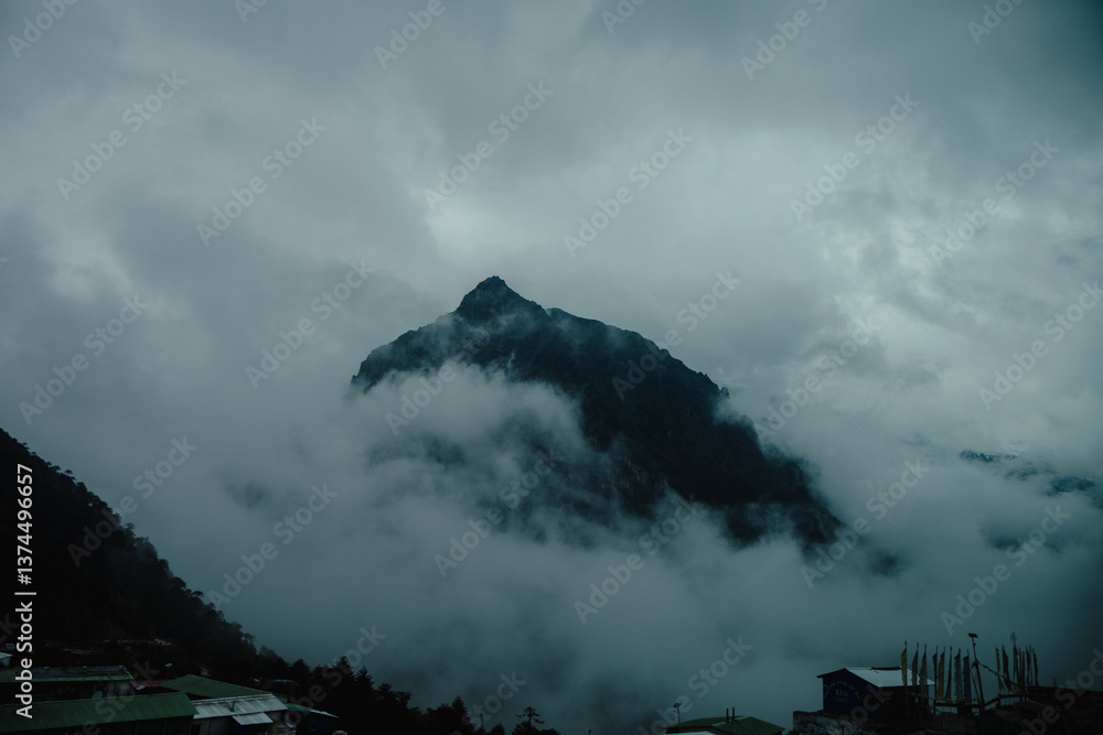 Fototapeta premium Mystical Mountain Shrouded in Clouds, Arunachal Pradesh