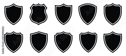 Set of Blank Shield Icons for Design Projects