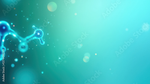 A graphic representation of GLP-1 with a teal background and glowing particles.