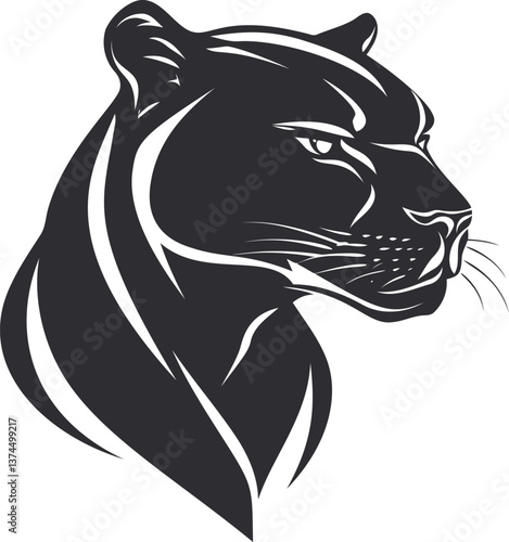 Black panther profile in stylized vector design with sleek bold lines. Vector illustration