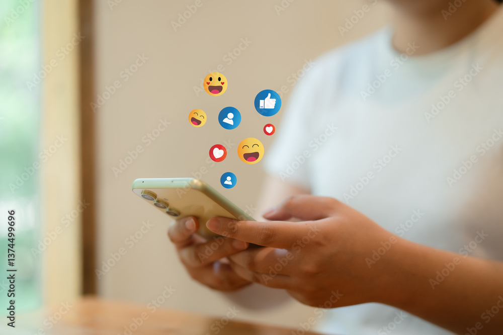The concept of living on vacation and playing social media. Social media and digital online concept, man using smart phone with Social media. Social Distancing ,Working From Home concept.. The concept of living on vacation and playing social media. Social media and digital online concept, man using smart phone with Social media. Social Distancing ,Working From Home concept..