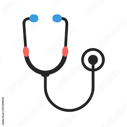 Colorful stethoscope in a cheerful design on a white background for medical professionals
