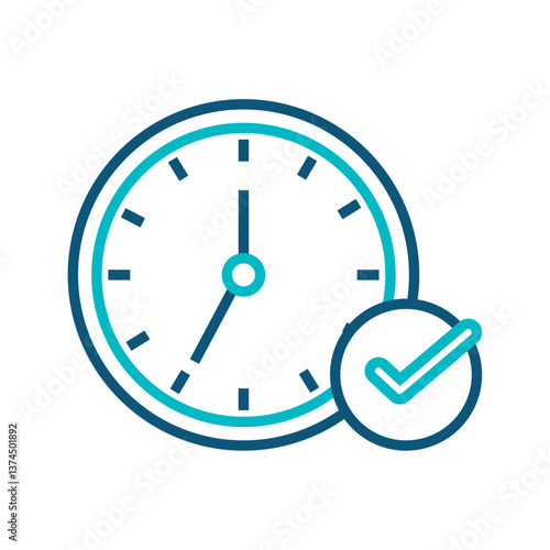 Vector image of a blue clock icon with a white background