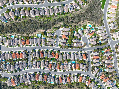 Obraz na płótnie Aerial view houses and large middle class communities in Scripps and Poway in San Diego, South California, USA w salonie