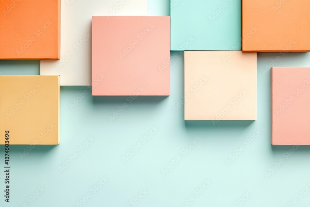 Fototapeta premium minimalist composition featuring array of abstract squares on plain backdrop