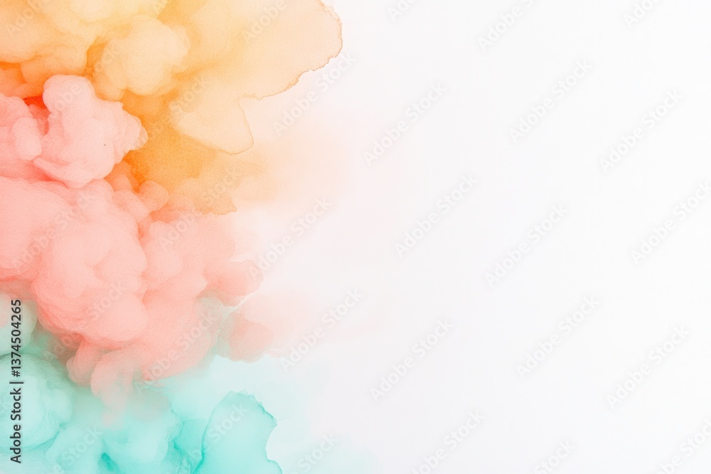 watercolor stains with soft pastel hues blend seamlessly creating abstract explosion of colors against crisp white watercolor stains with soft pastel hues blend seamlessly creating abstract explosion of colors against crisp white