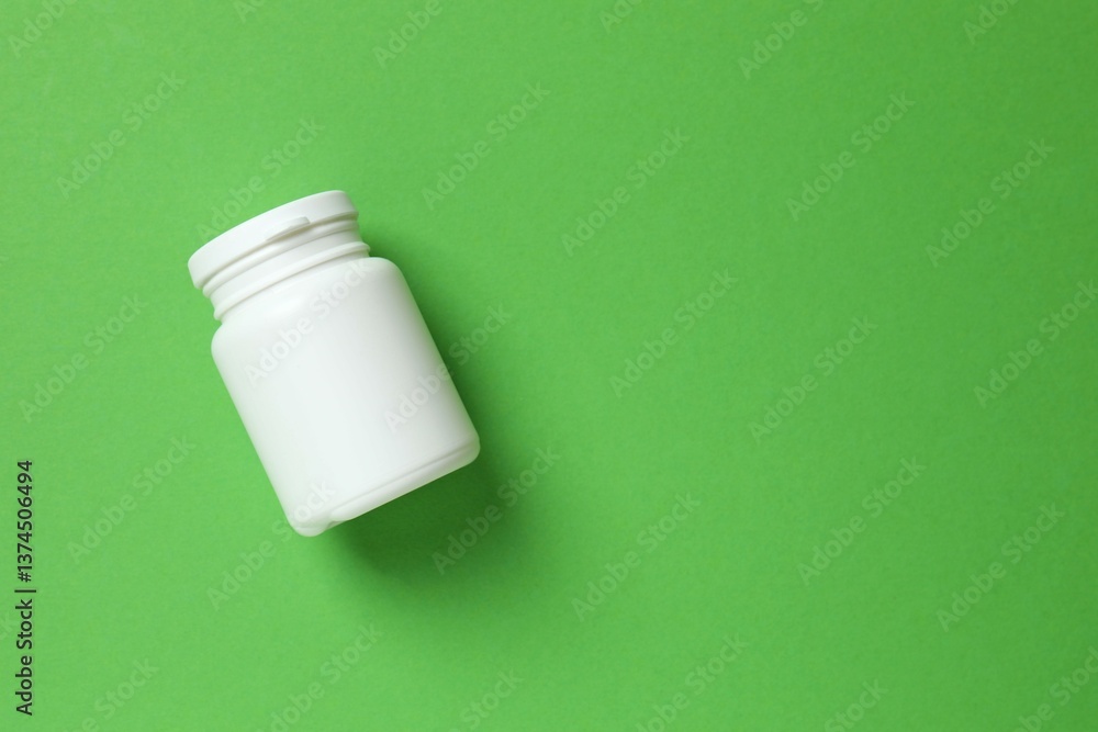 White bottle on color background, top view White bottle on color background, top view