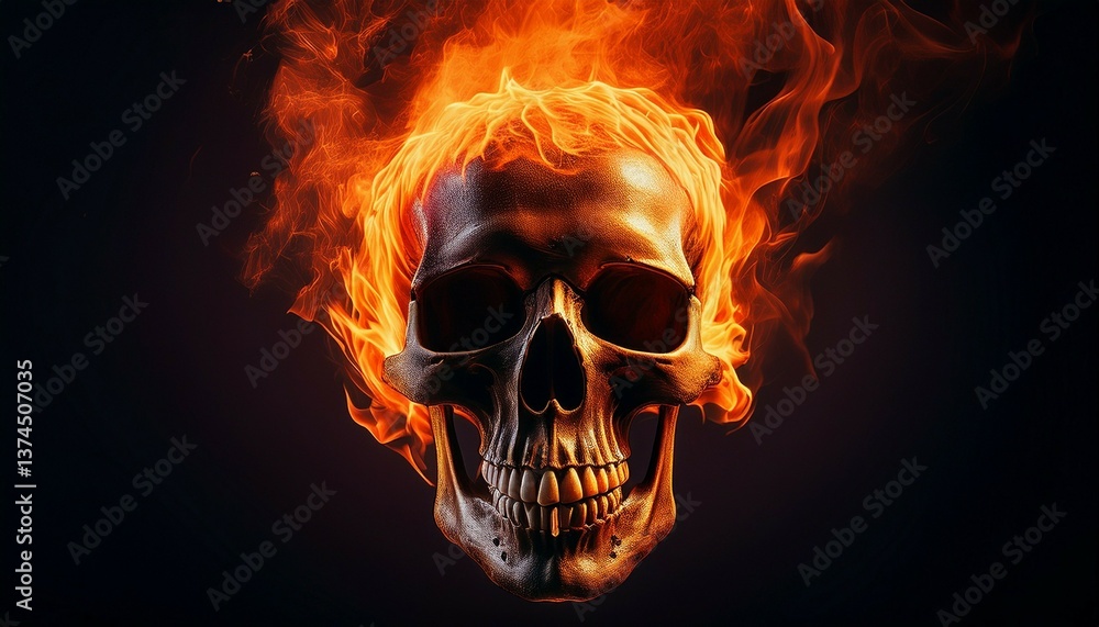 skull in fire skull in fire