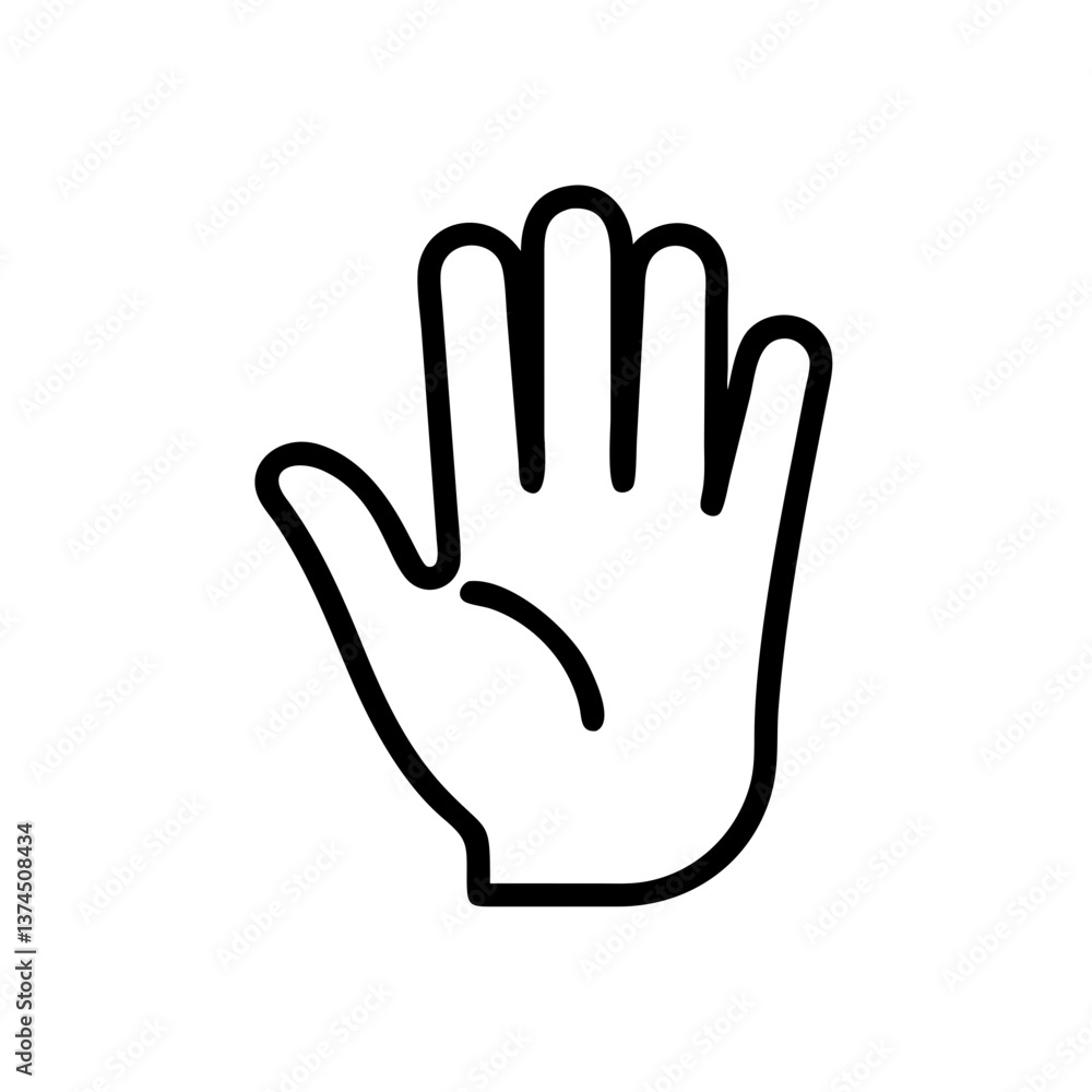 Obraz premium Line art hand symbol showing greeting gesture on white background 
