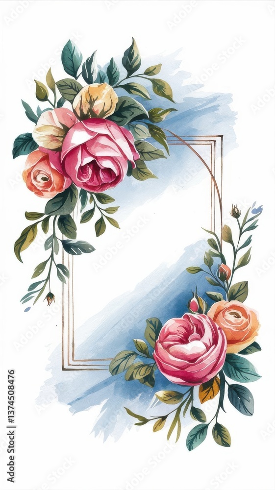 Obraz premium Watercolor frame in retro style.