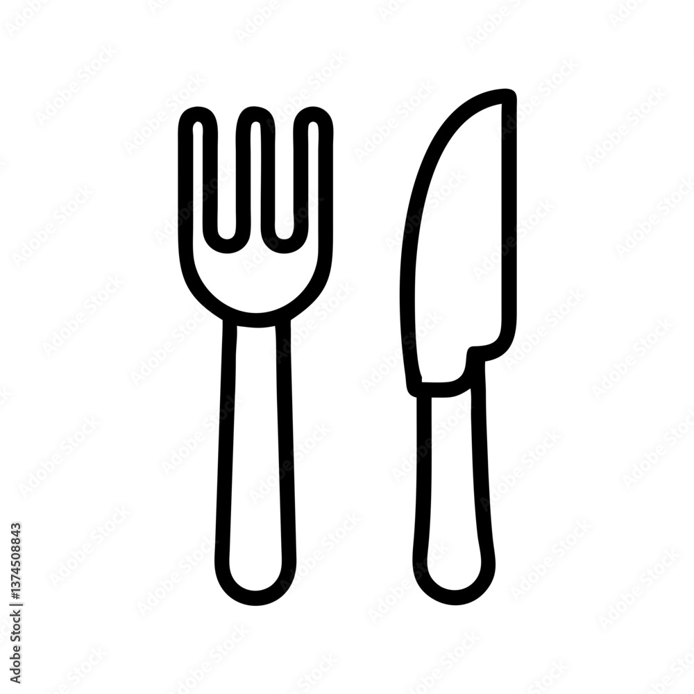 Fork and Knife Minimalist Design Icon for Dining Fork and Knife Minimalist Design Icon for Dining