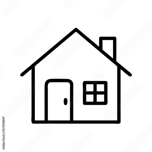 Simple line drawing of a house against a white background  