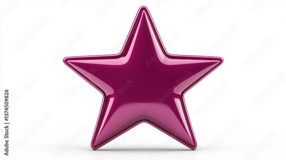 Glossy Pink Star Shape on White Background for Creative Projects Glossy Pink Star Shape on White Background for Creative Projects