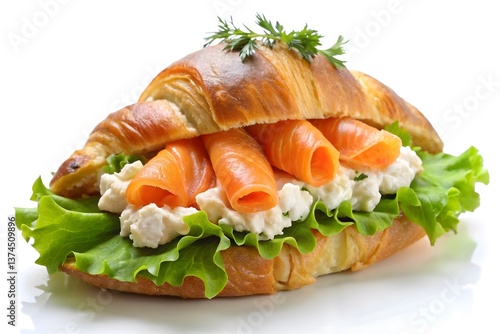 Delicious Smoked Salmon Croissant Sandwich, Perfect for Breakfast or Brunch