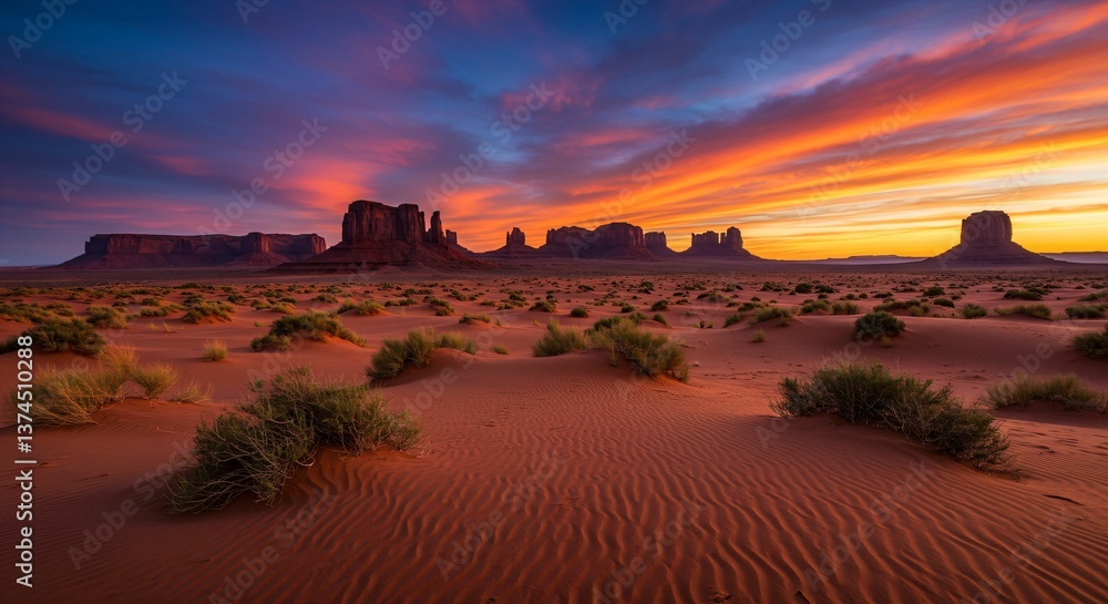 Naklejka premium Sunset over Monument Valley