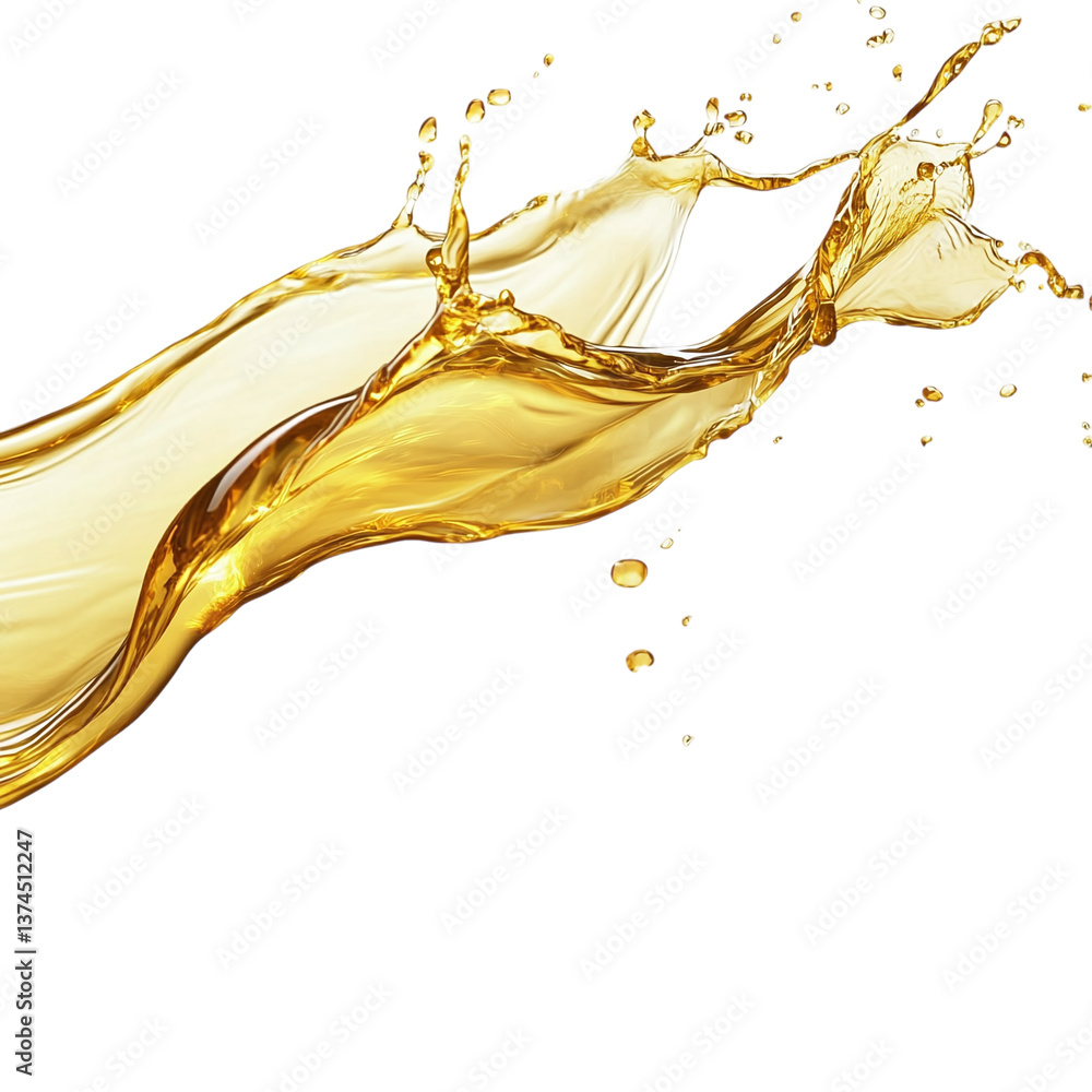 Fototapeta premium Beautiful olive or engine oil splash isolated on a transparent background
