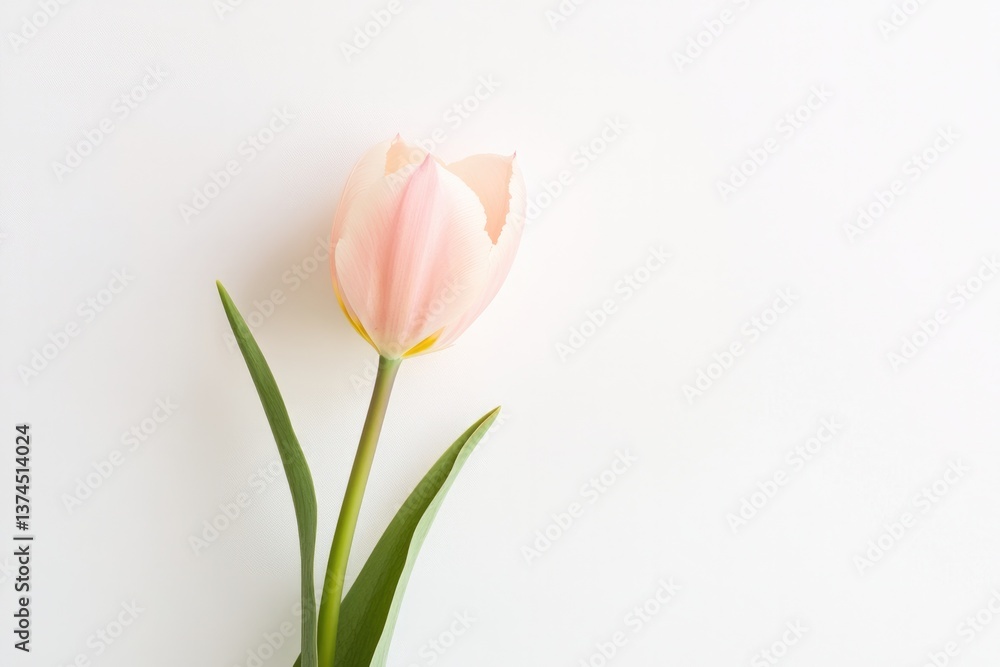 single pink tulip with dewdrop on white background symbolizes love for mother day single pink tulip with dewdrop on white background symbolizes love for mother day