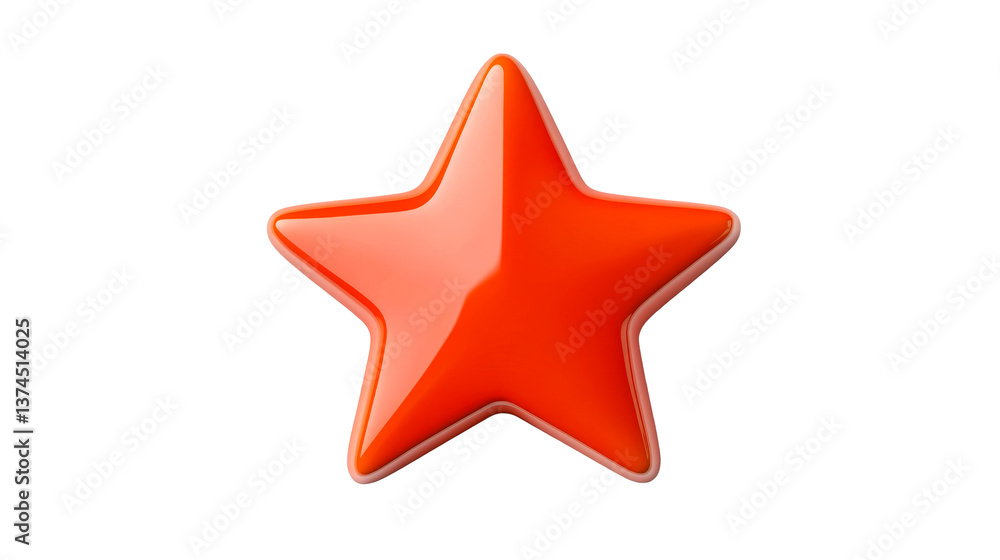 Obraz premium Shiny red star with highlights isolated against black background, cut out transparent
