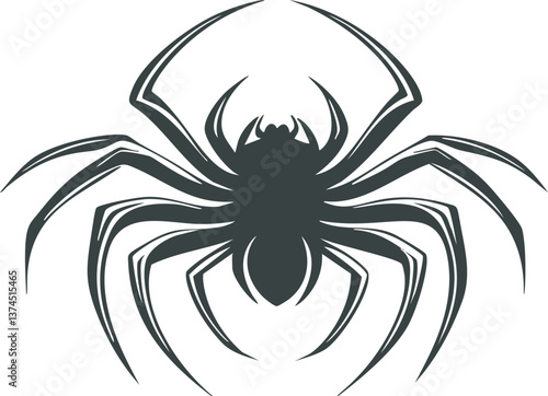 Stylized black and white spider silhouette