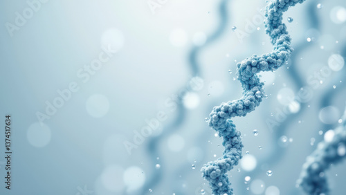 GLP-1 molecule with water droplets and blue background for scientific or medical contexts.