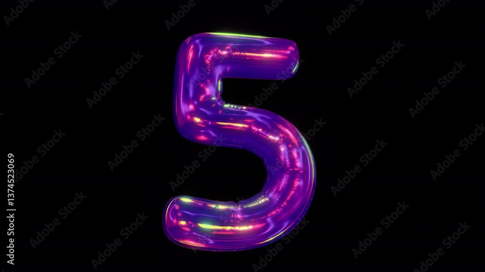 A shimmering 3D reflective number 5 character in an iridescent bubble typeface style, with embedded alpha for easy drag and drop overlay. A shimmering 3D reflective number 5 character in an iridescent bubble typeface style, with embedded alpha for easy drag and drop overlay.