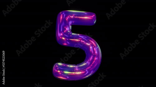 Wallpaper Mural A shimmering 3D reflective number 5 character in an iridescent bubble typeface style, with embedded alpha for easy drag and drop overlay. Torontodigital.ca