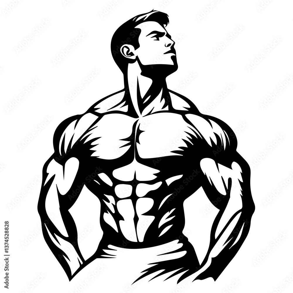 Fototapeta premium Strongman muscle gym fitness club logo design, bodybuilder, vector illustration for mascot icon