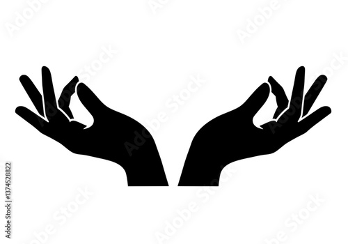 Meditation Hands Gyan Mudra Silhouette Vector Icon for Yoga and Mindfulness