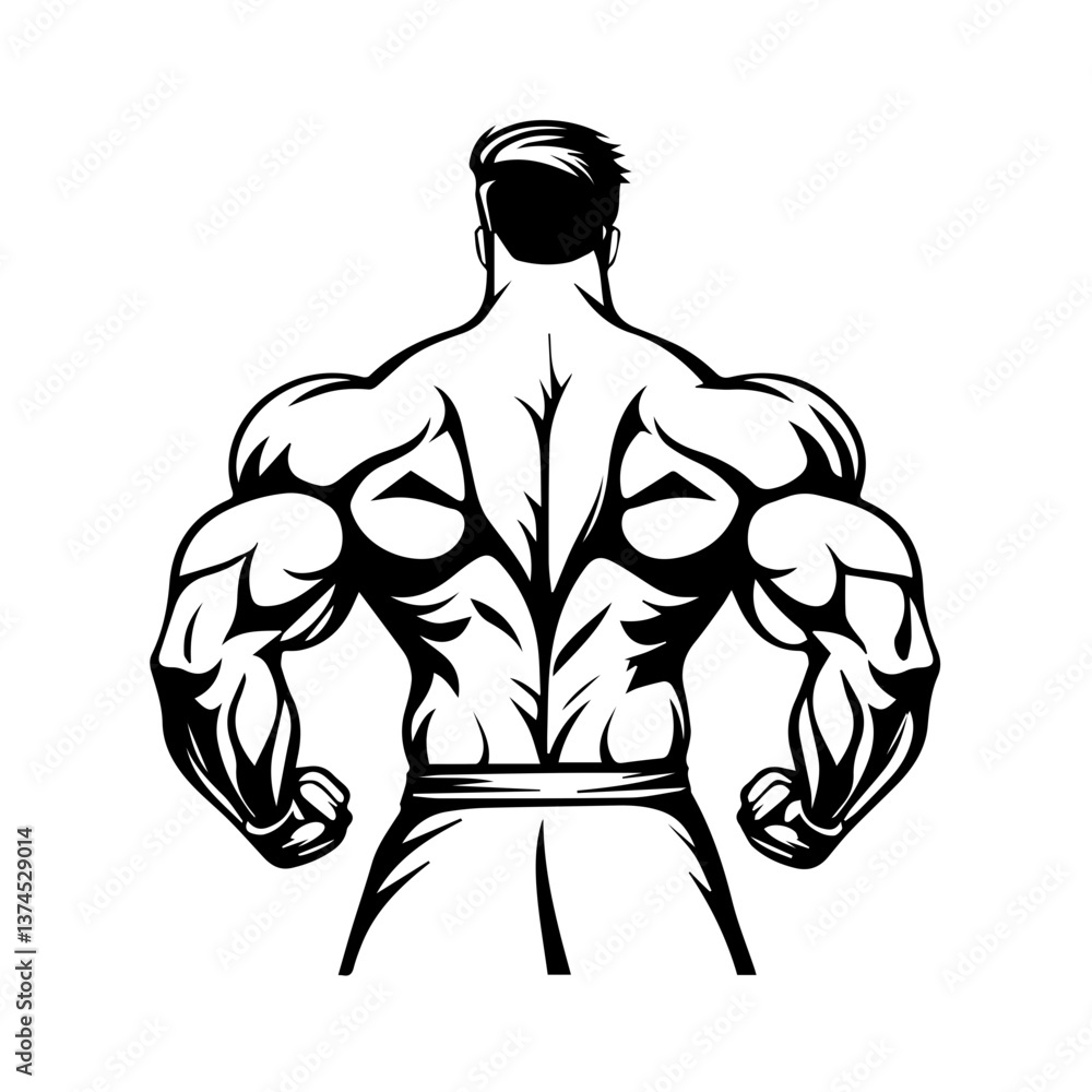 Fototapeta premium Strongman muscle gym fitness club logo design, bodybuilder, vector illustration for mascot icon