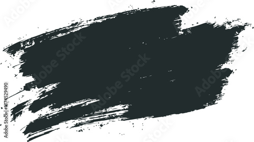Black brush stroke on white background with abstract texture details. Vector illustration