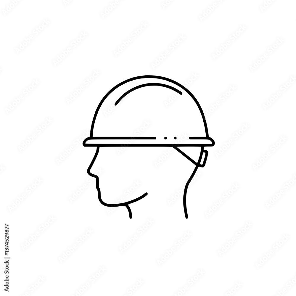 Naklejka premium An icon of a man's head in a helmet, representing safety and security at construction sites