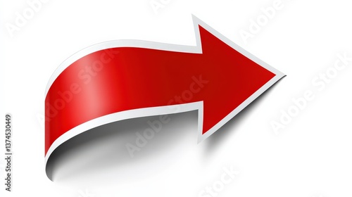 Bold Red Arrow Graphic with Glossy Finish Ideal for Directional Signs, Marketing Materials, or Creative Projects to Guide Attention and Convey Movement