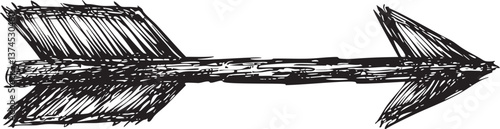 Hand drawn black ink arrow sketch