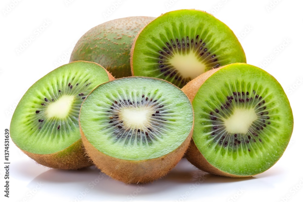 Fototapeta premium Fresh and juicy kiwi fruit on white background