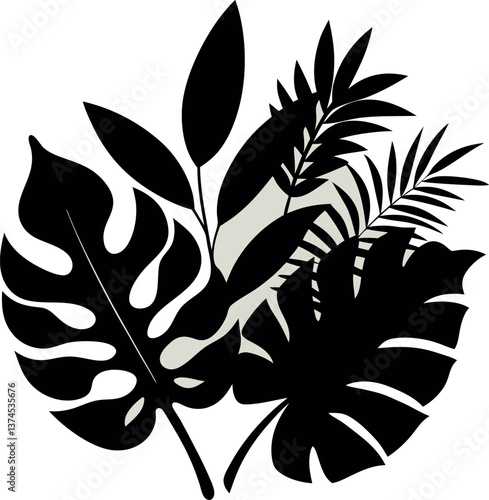 Tropical Leaves Vector Silhouette Artwork 05 eps Illustration