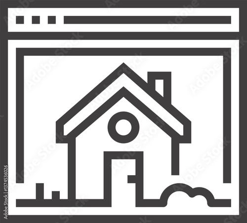 home page flat line web icon