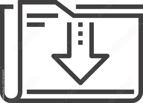 download folder flat line web icon