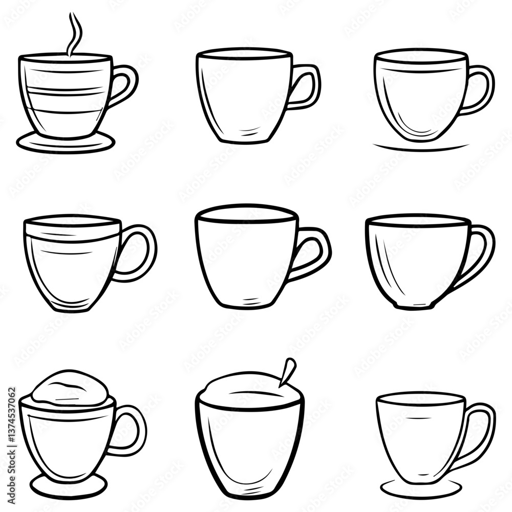 Coffee Cup Icon In Flat Style Vector Icon For Apps, UI, Websites. Black Icon Vector Illustration. Coffee Cup Icon In Flat Style Vector Icon For Apps, UI, Websites. Black Icon Vector Illustration.