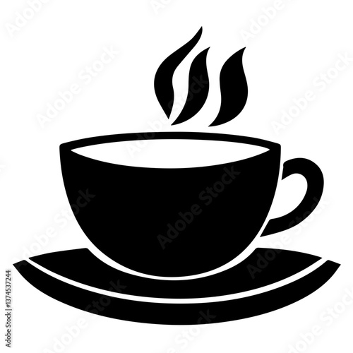 Coffee Cup Icon In Flat Style Vector Icon For Apps, UI, Websites. Black Icon Vector Illustration.