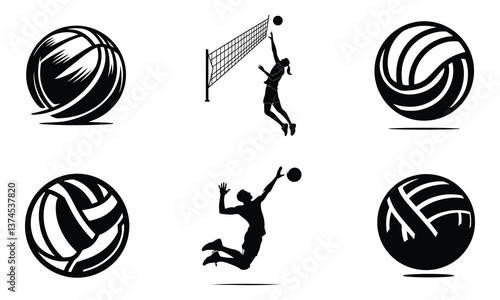 Dynamic Volleyball Player in Action – Powerful Silhouette Art