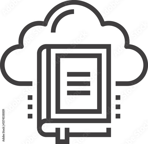 digital library flat line web icon