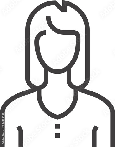 female avatar flat line web icon