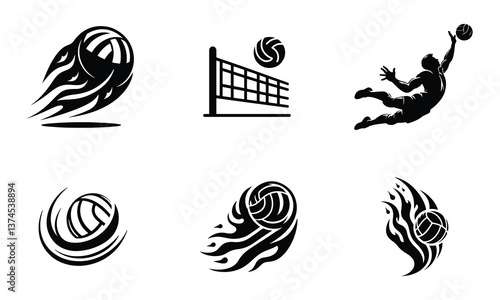Dynamic Volleyball Player in Action – Powerful Silhouette Art