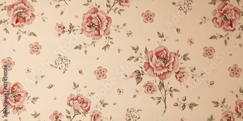 Floral Pattern Design: a beautiful and charming seamless floral pattern wallpaper with vintage-style and elegance, offering a timeless aesthetic for various creative projects.