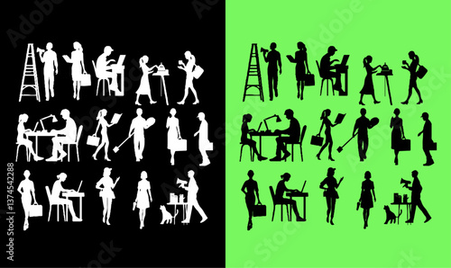 contractor worker people silhouette set illustration vector, design, set, worker people silhouette set illustration vector, design, contractor silhouette illustration vector,
