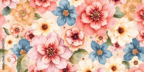 Floral Symphony: A vibrant and artistic display of colorful flowers, featuring delicate petals and intricate details, celebrating the beauty and diversity of nature.