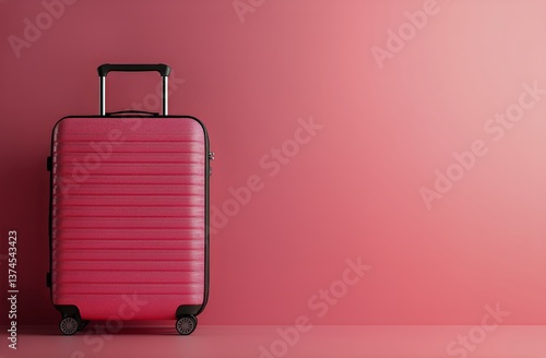 Stylish Pink Suitcase Stands on a Solid Pink Background Ready for Travel and ...